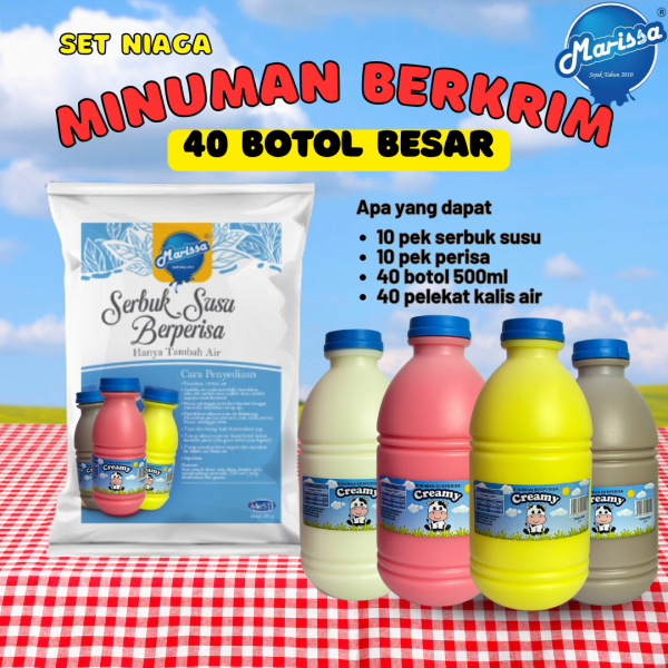 Set Niaga BOTOL BESAR Minuman Berkrim Berperisa Marissa (40 botol x 500ml)